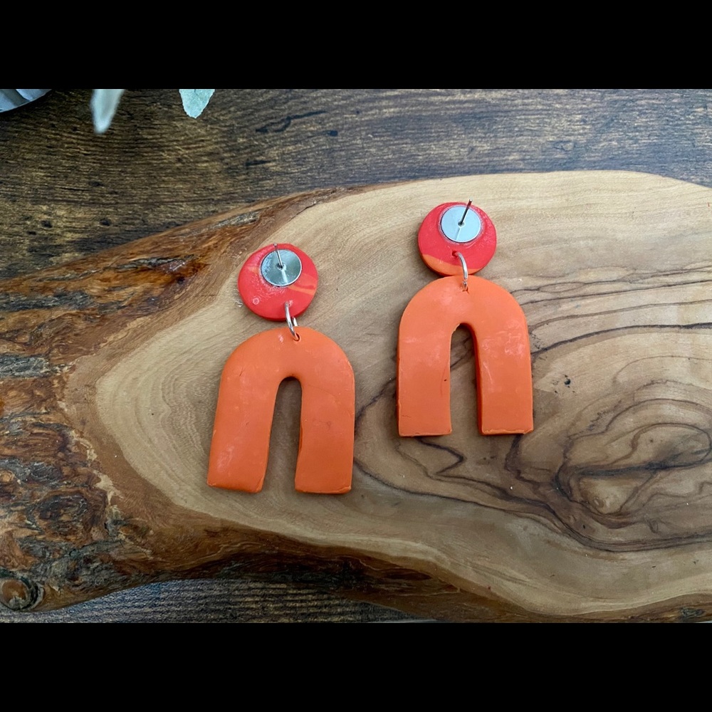 Handmade Clay Earrings - Fire & Ice Series - Picture 4 of 11